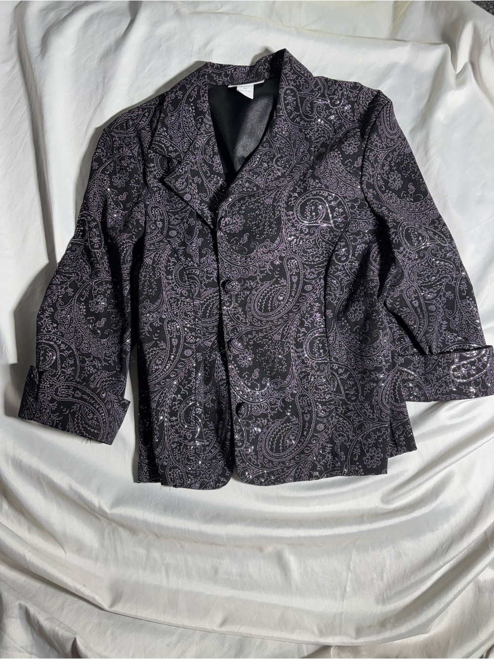 Dress Barn Black Blazer with Lavender Paisley Pattern
